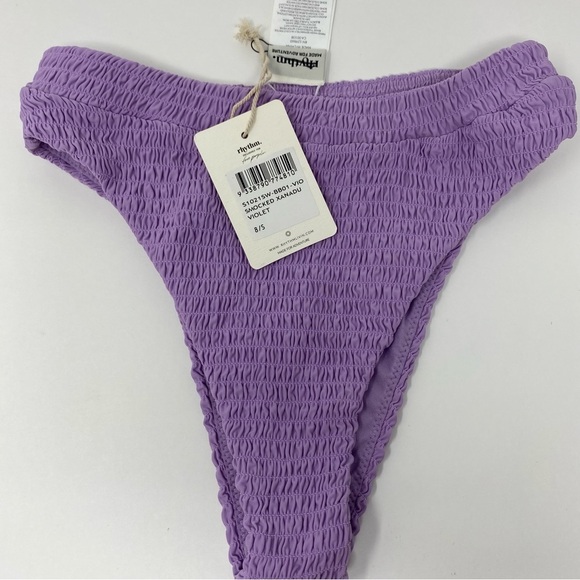 Rhythm. x Free People Smocked Xanadu Violet Bikini Bottom - Picture 2 of 6